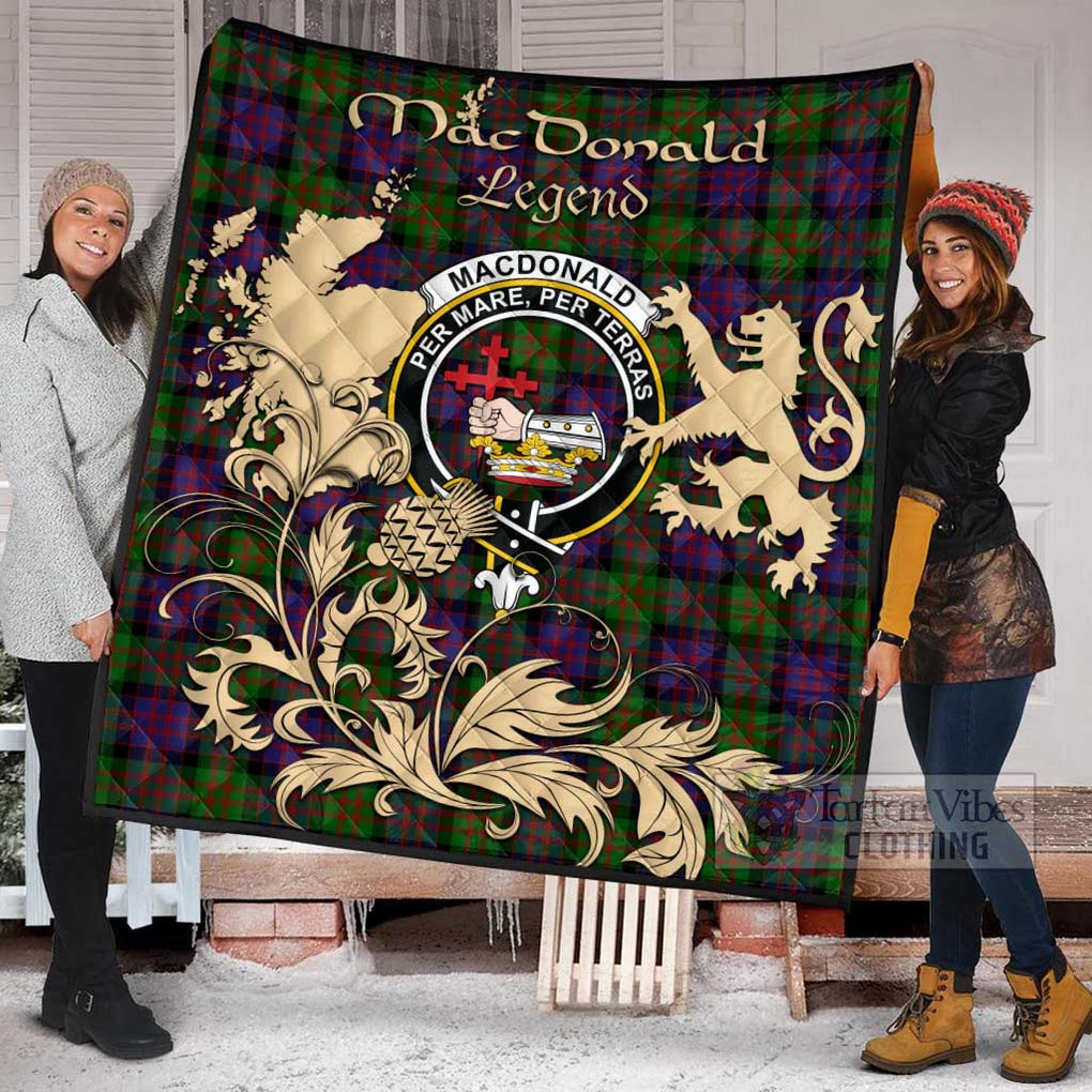 Tartan Vibes Clothing MacDonald (McDonald) Tartan Quilt with Family Crest and Scottish Symbol Style