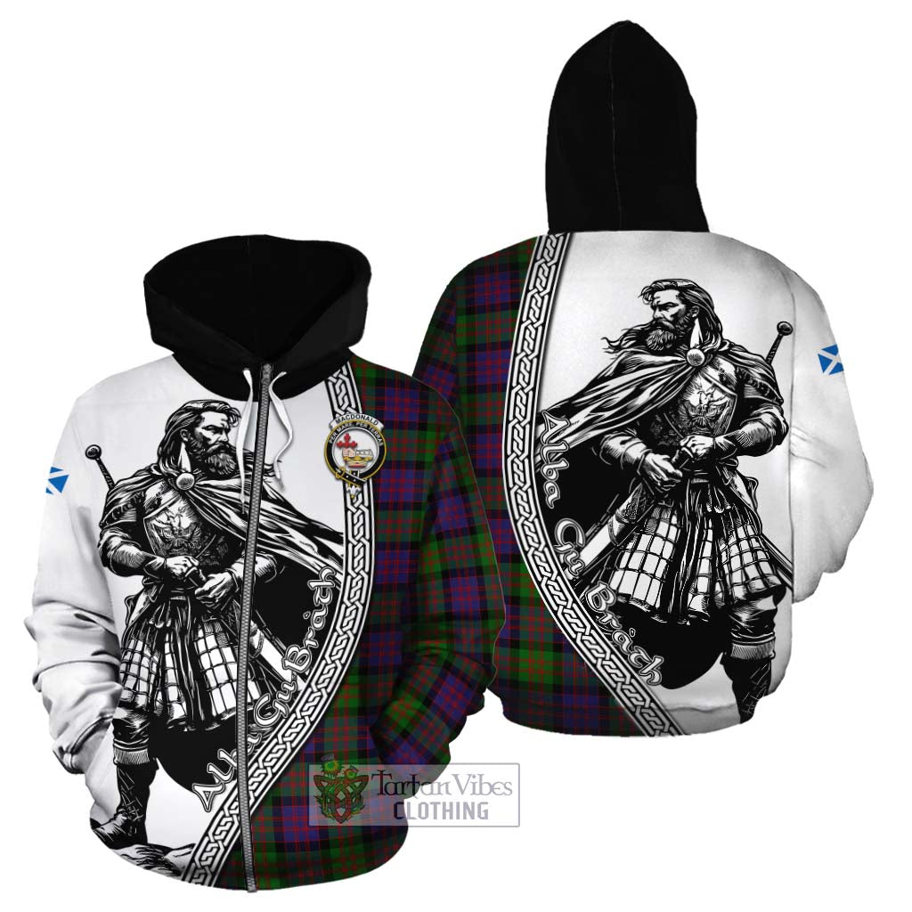 Tartan Vibes Clothing MacDonald (McDonald) Tartan Clan Crest Cotton Hoodie with Highlander Warrior Celtic Style