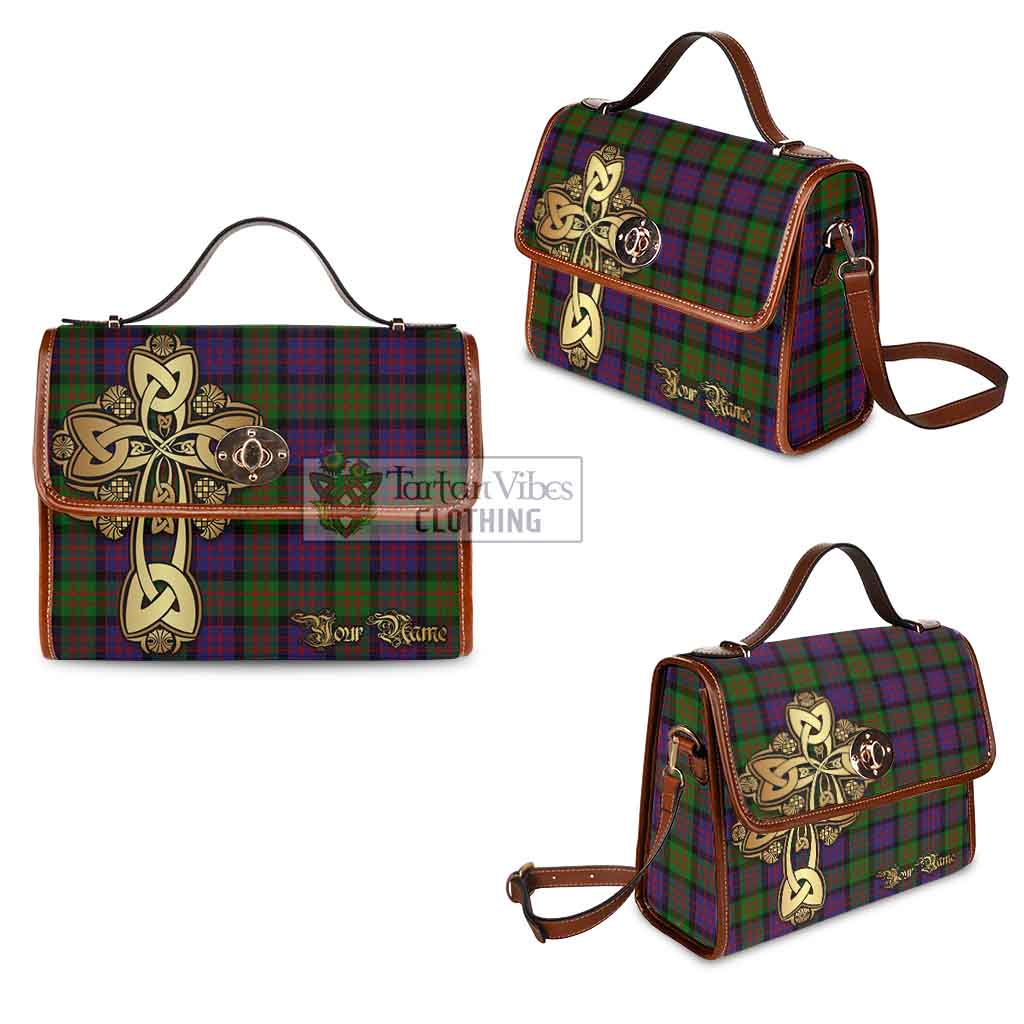 Tartan Vibes Clothing MacDonald (McDonald) Tartan Waterproof Canvas Bag Golden Thistle Celtic Cross Style