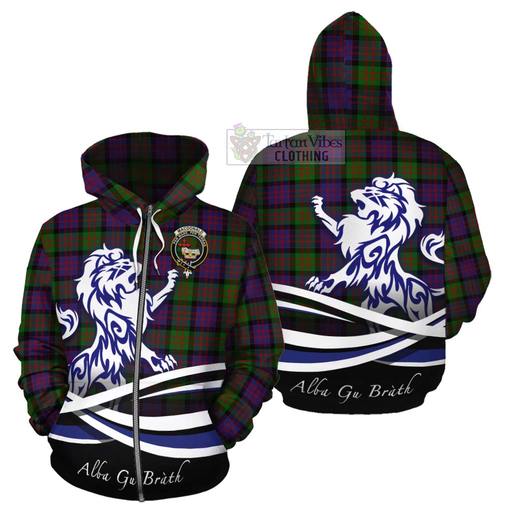 Tartan Vibes Clothing MacDonald (McDonald) Tartan Cotton Hoodie with Alba Gu Brath Regal Lion Emblem