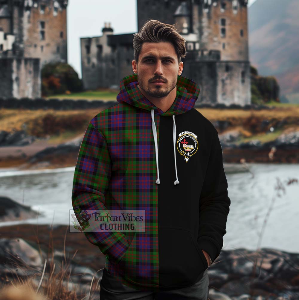 Tartan Vibes Clothing MacDonald (McDonald) Tartan Cotton Hoodie with Family Crest and Half Of Me Style