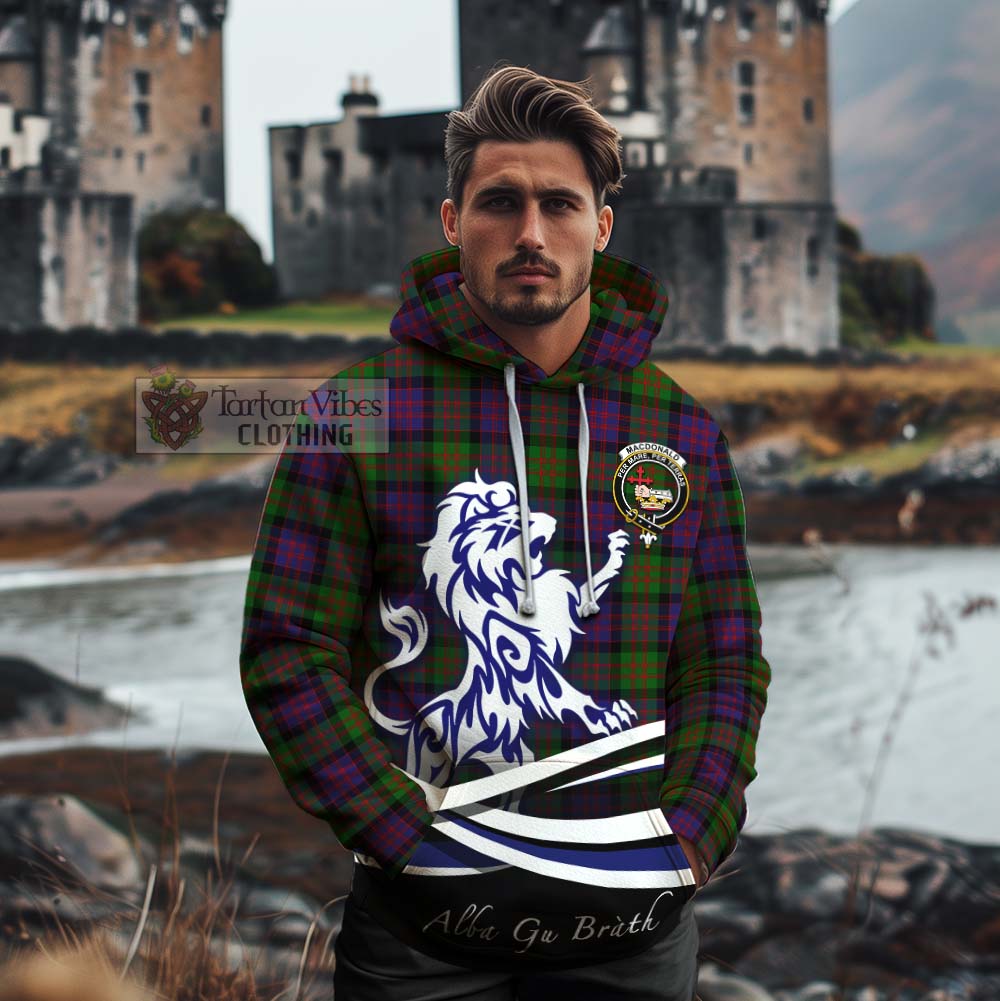 Tartan Vibes Clothing MacDonald (McDonald) Tartan Cotton Hoodie with Alba Gu Brath Regal Lion Emblem