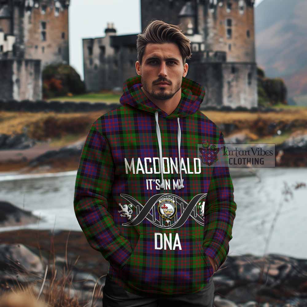 Tartan Vibes Clothing MacDonald (McDonald) Tartan Cotton Hoodie with Family Crest DNA In Me Style