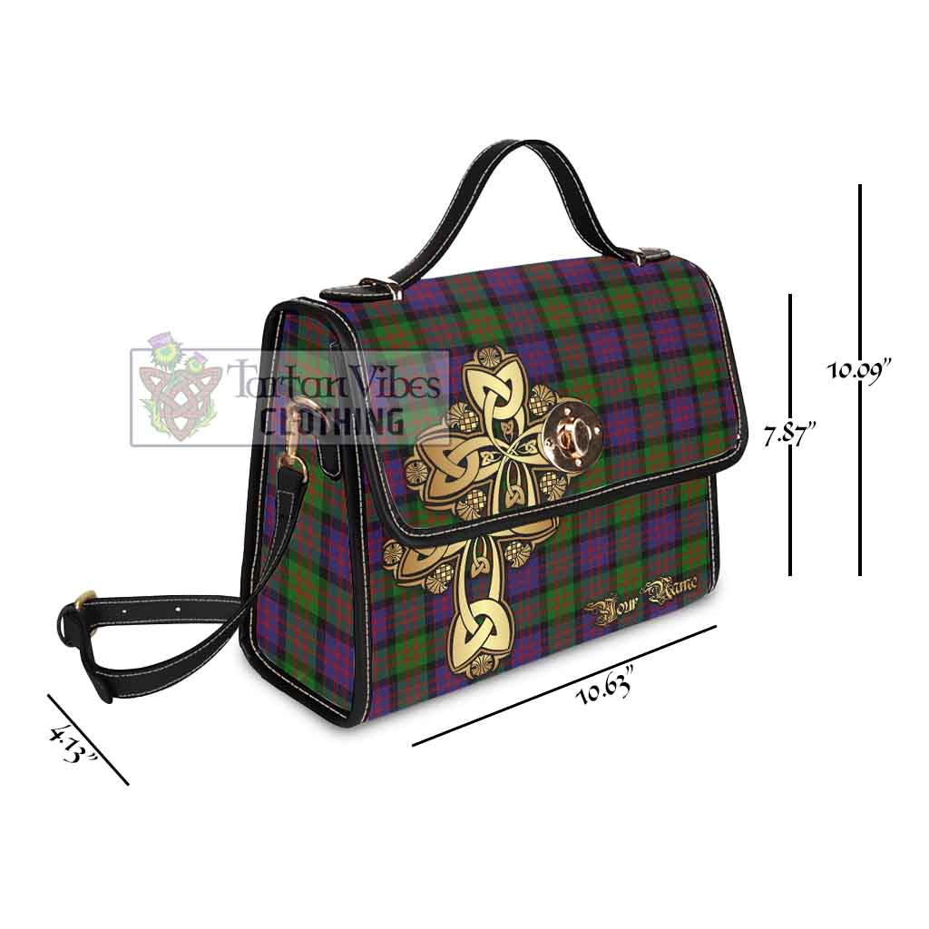 Tartan Vibes Clothing MacDonald (McDonald) Tartan Waterproof Canvas Bag Golden Thistle Celtic Cross Style