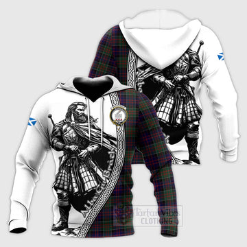 MacDonald (McDonald) of Clanranald Tartan Clan Crest Knitted Hoodie with Highlander Warrior Celtic Style