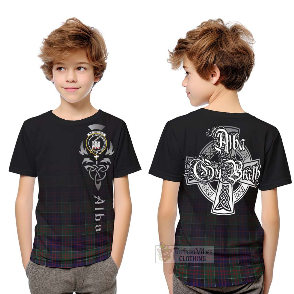 Tartan Vibes Clothing MacDonald (McDonald) of Clanranald Tartan Kid T-Shirt Featuring Alba Gu Brath Family Crest Celtic Inspired