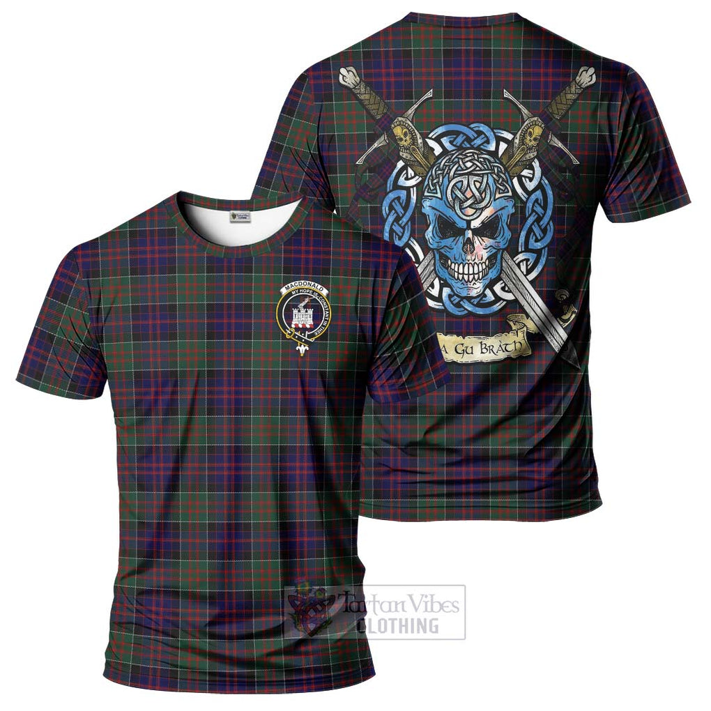 Tartan Vibes Clothing MacDonald (McDonald) of Clanranald Tartan T-Shirt with Family Crest Celtic Skull Style