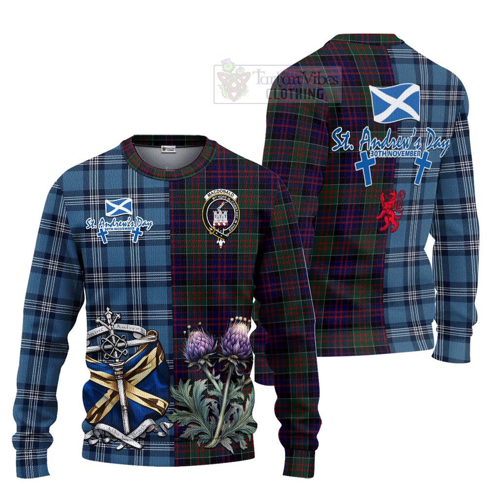 Tartan Vibes Clothing MacDonald (McDonald) of Clanranald Tartan Knitted Sweater Happy St. Andrew's Day Half Tartan Style