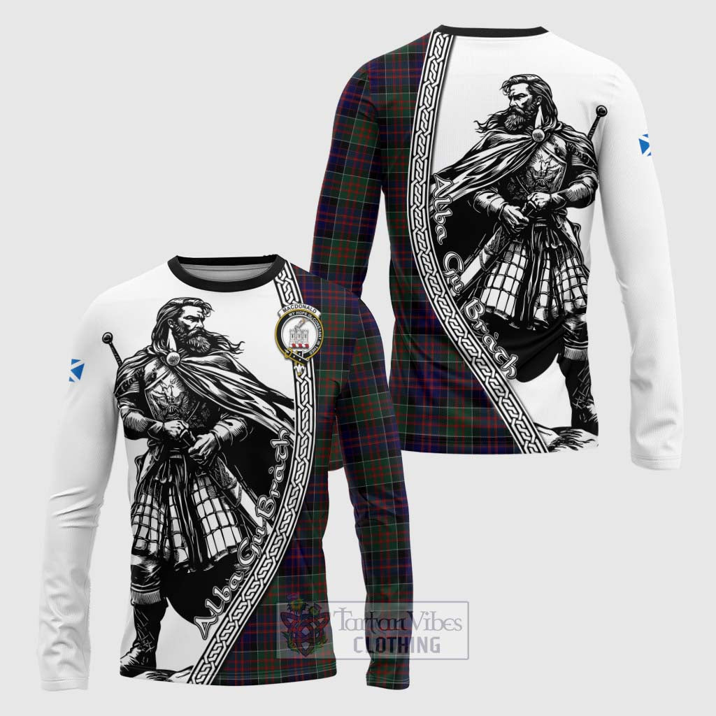 Tartan Vibes Clothing MacDonald (McDonald) of Clanranald Tartan Clan Crest Long Sleeve T-Shirt with Highlander Warrior Celtic Style