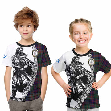 MacDonald (McDonald) of Clanranald Tartan Clan Crest Kid T-Shirt with Highlander Warrior Celtic Style