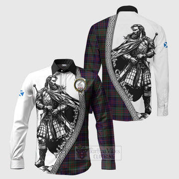 MacDonald (McDonald) of Clanranald Tartan Clan Crest Long Sleeve Button Shirt with Highlander Warrior Celtic Style