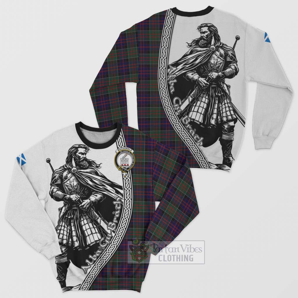 Tartan Vibes Clothing MacDonald (McDonald) of Clanranald Tartan Clan Crest Sweatshirt with Highlander Warrior Celtic Style