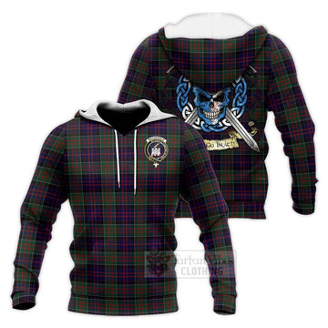 MacDonald (McDonald) of Clanranald Tartan Knitted Hoodie with Family Crest Celtic Skull Style