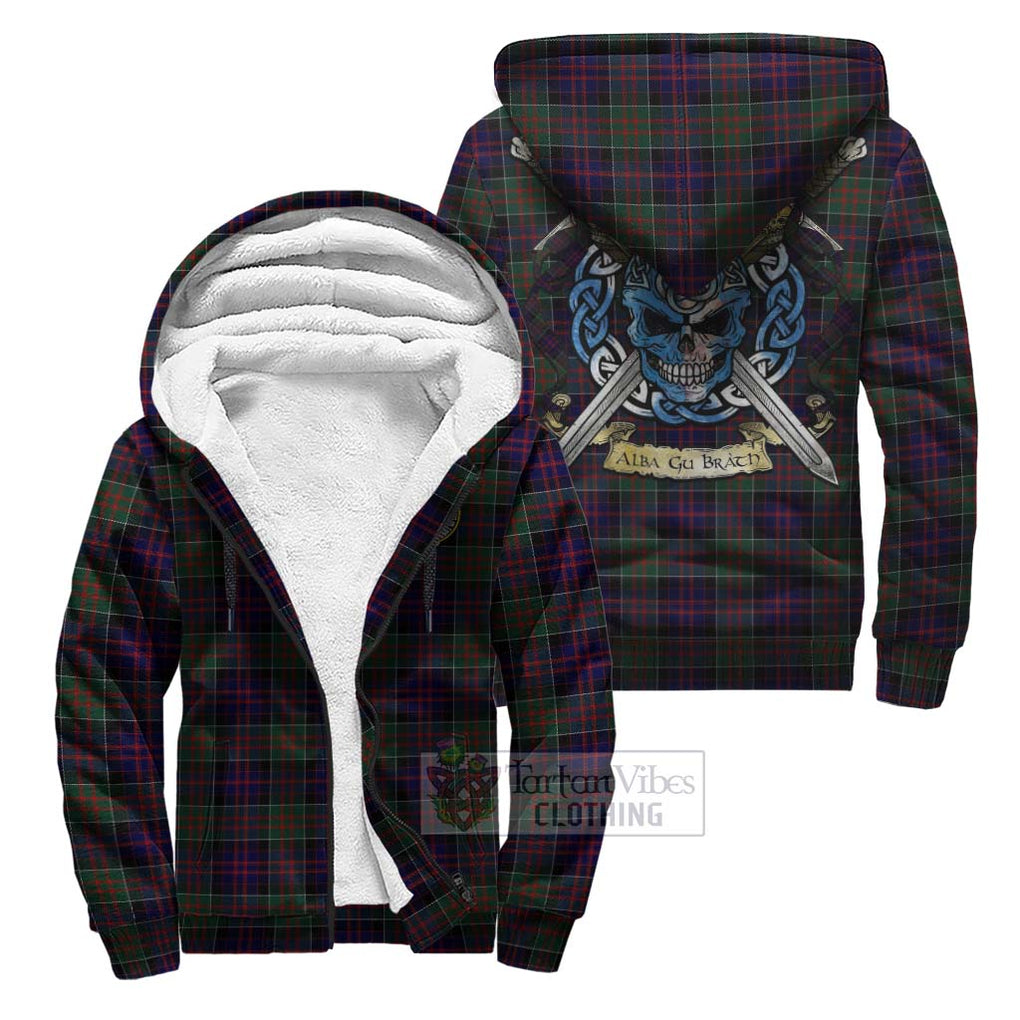 Tartan Vibes Clothing MacDonald (McDonald) of Clanranald Tartan Sherpa Hoodie with Family Crest Celtic Skull Style