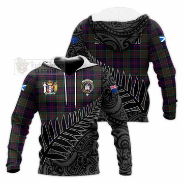 MacDonald (McDonald) of Clanranald Crest Tartan Knitted Hoodie with New Zealand Silver Fern Half Style