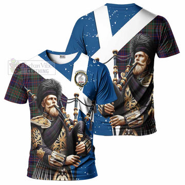 MacDonald (McDonald) of Clanranald Tartan T-Shirt with Family Crest Scottish Bagpiper Vibes