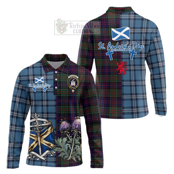 MacDonald (McDonald) of Clanranald Tartan Long Sleeve Polo Shirt Happy St. Andrew's Day Half Tartan Style