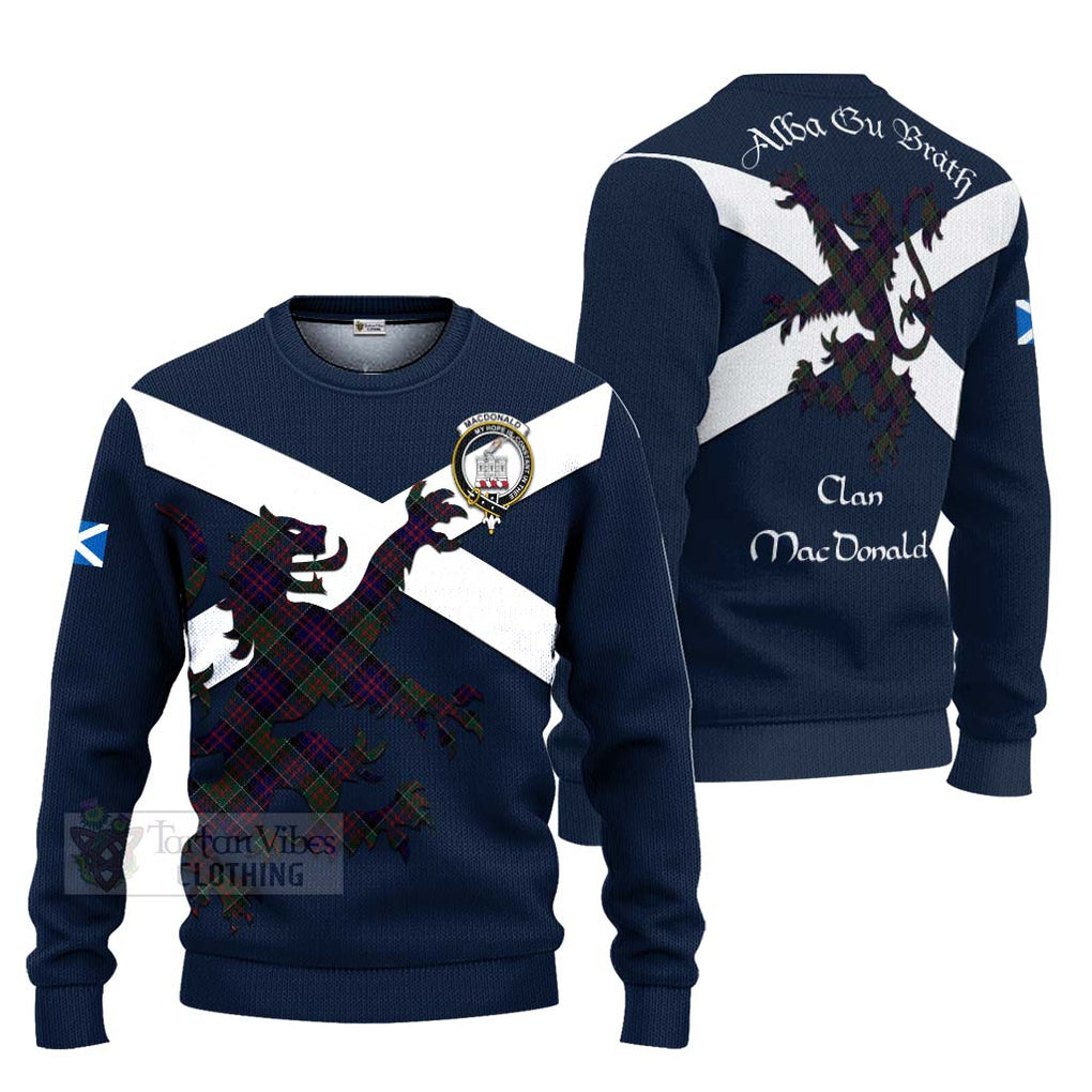 Tartan Vibes Clothing MacDonald (McDonald) of Clanranald Tartan Lion Rampant Knitted Sweater – Proudly Display Your Heritage with Alba Gu Brath and Clan Name