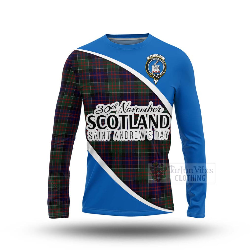 Tartan Vibes Clothing MacDonald (McDonald) of Clanranald Family Crest Tartan Long Sleeve T-Shirt Celebrate Saint Andrew's Day in Style