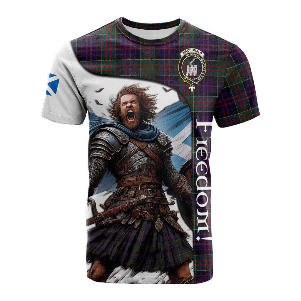 Tartan Vibes Clothing MacDonald (McDonald) of Clanranald Crest Tartan Cotton T-shirt Inspired by the Freedom of Scottish Warrior