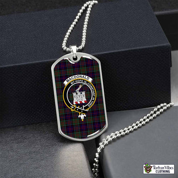 MacDonald (McDonald) of Clanranald Tartan Dog Tag Necklace with Family Crest