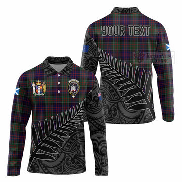 MacDonald (McDonald) of Clanranald Crest Tartan Long Sleeve Polo Shirt with New Zealand Silver Fern Half Style