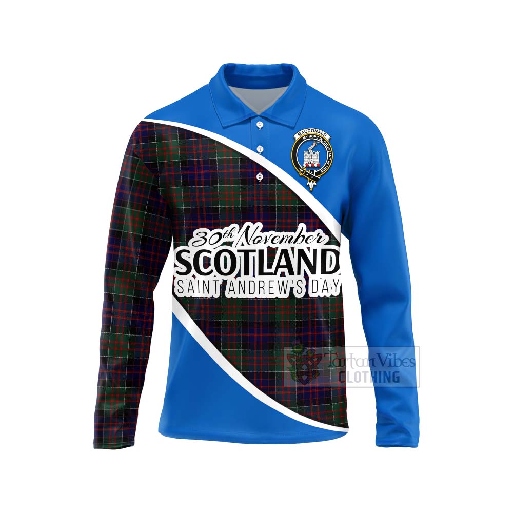 Tartan Vibes Clothing MacDonald (McDonald) of Clanranald Family Crest Tartan Long Sleeve Polo Shirt Celebrate Saint Andrew's Day in Style