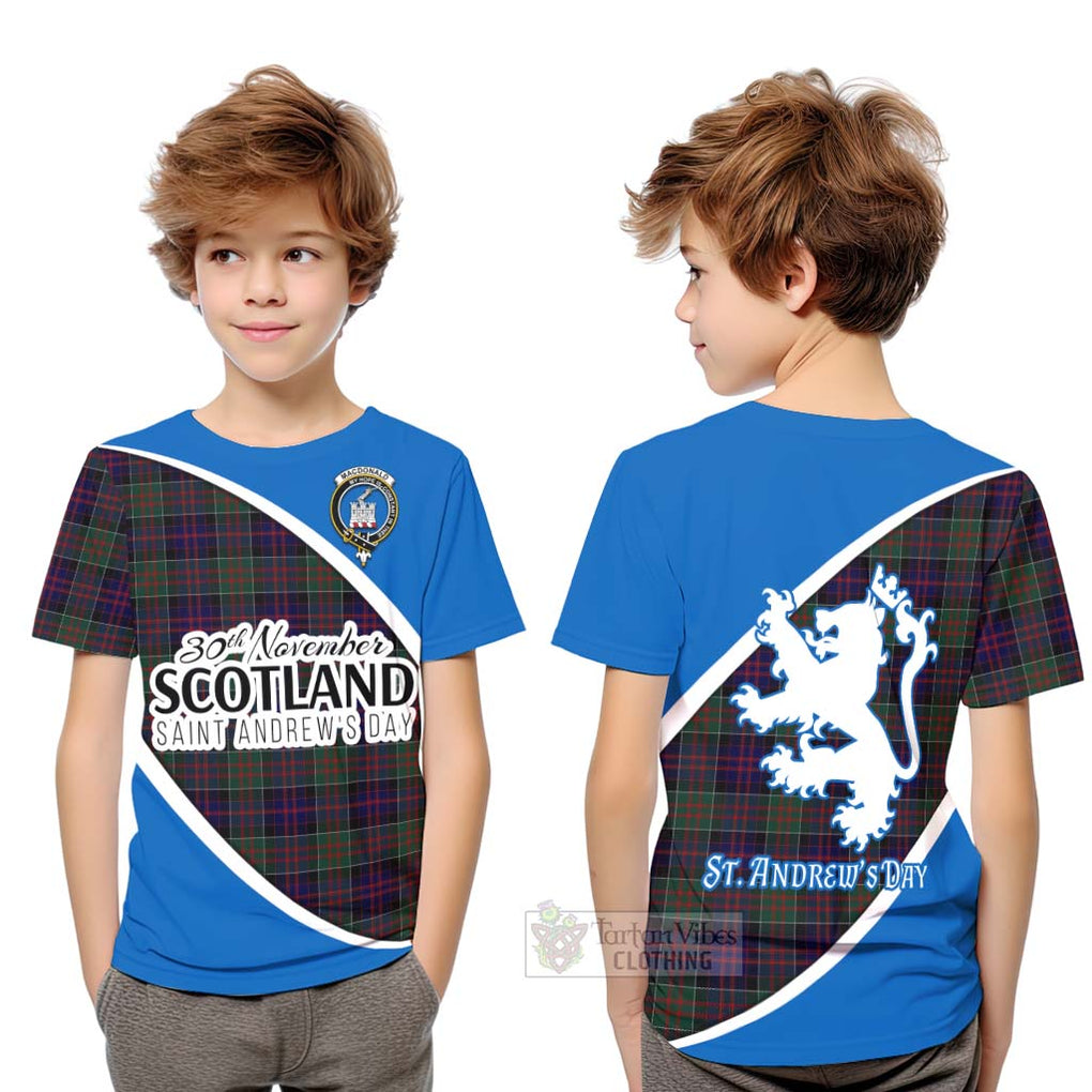 Tartan Vibes Clothing MacDonald (McDonald) of Clanranald Family Crest Tartan Kid T-Shirt Celebrate Saint Andrew's Day in Style