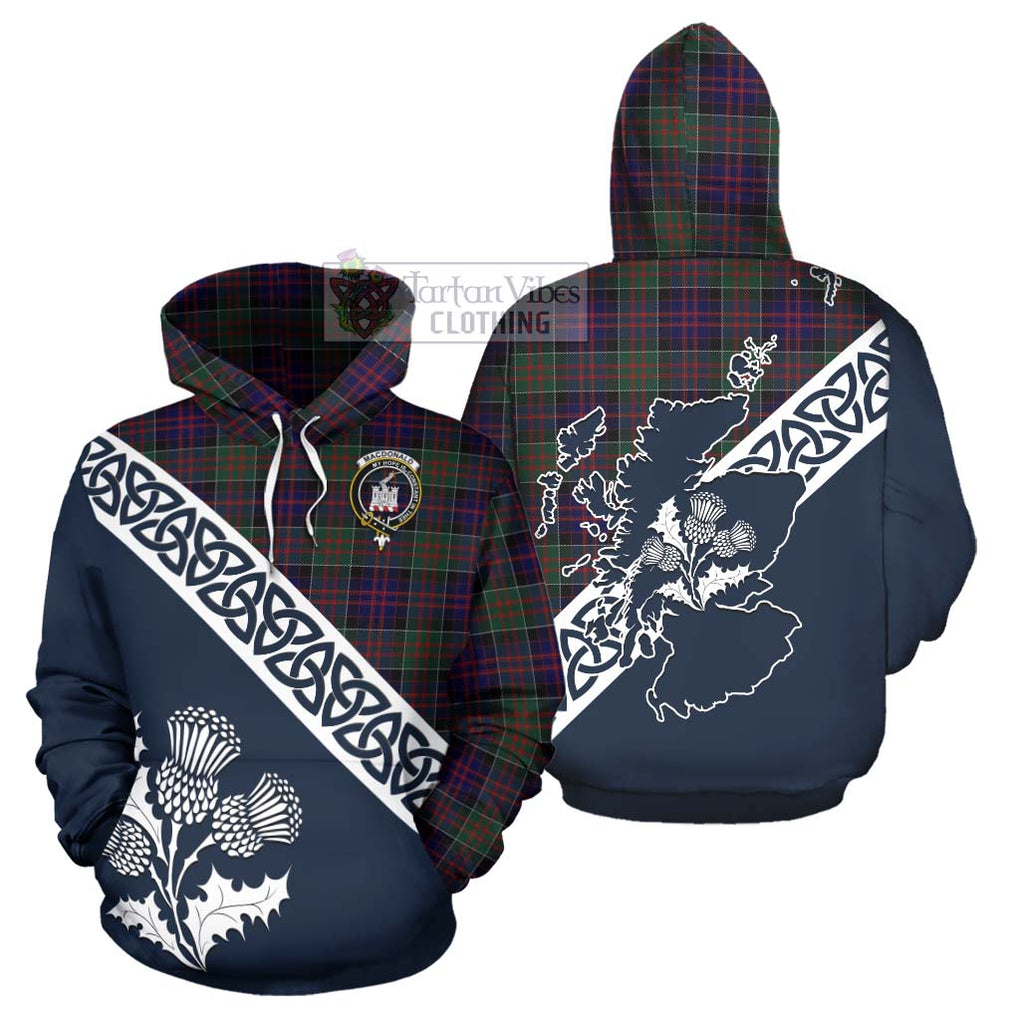 Tartan Vibes Clothing MacDonald (McDonald) of Clanranald Tartan Hoodie Featuring Thistle and Scotland Map