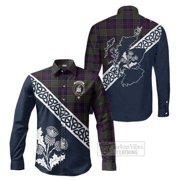 MacDonald (McDonald) of Clanranald Tartan Long Sleeve Button Shirt Featuring Thistle and Scotland Map