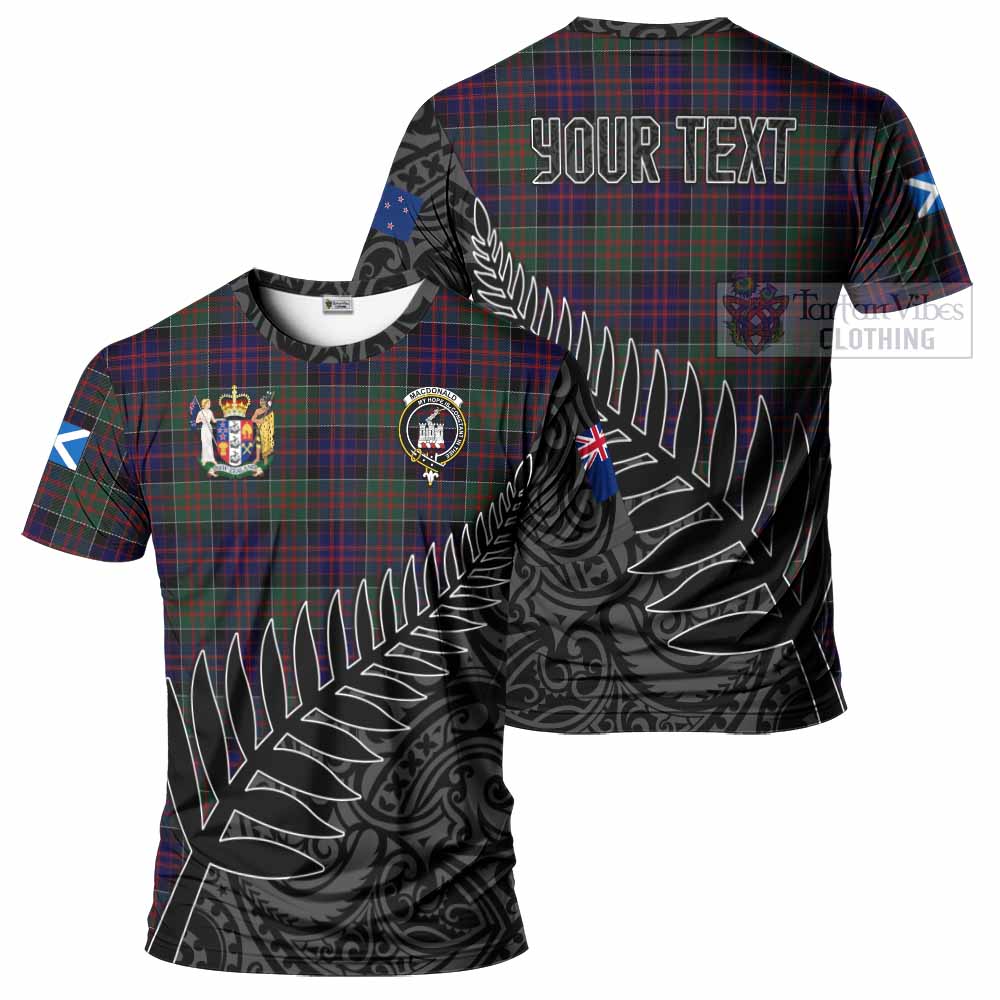 Tartan Vibes Clothing MacDonald (McDonald) of Clanranald Crest Tartan T-Shirt with New Zealand Silver Fern Half Style