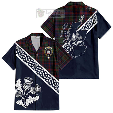 MacDonald (McDonald) of Clanranald Tartan Short Sleeve Button Shirt Featuring Thistle and Scotland Map