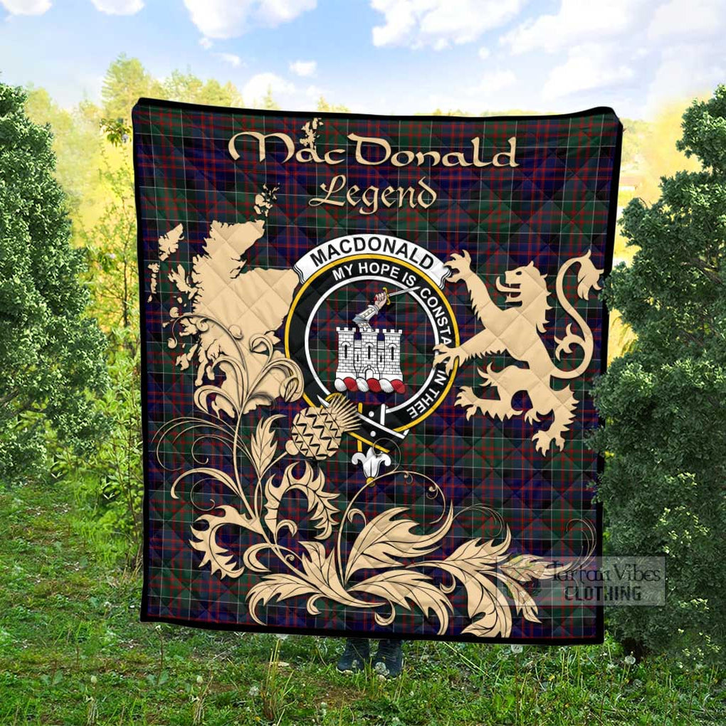 Tartan Vibes Clothing MacDonald (McDonald) of Clanranald Tartan Quilt with Family Crest and Scottish Symbol Style