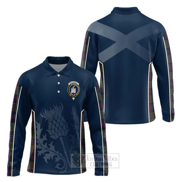 MacDonald (McDonald) of Clanranald Tartan Long Sleeve Polo Shirt with Family Crest and Scottish Thistle Vibes Sport Style