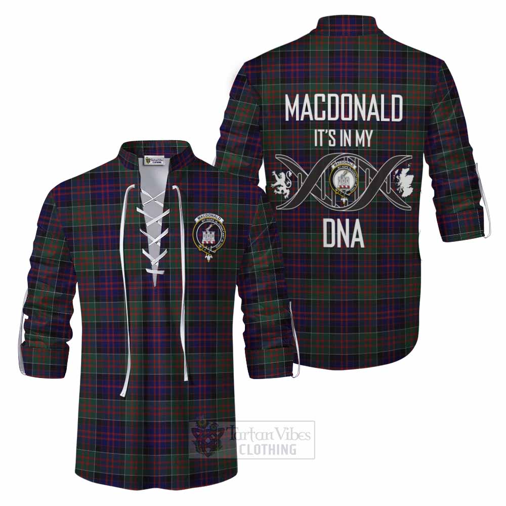 Tartan Vibes Clothing MacDonald (McDonald) of Clanranald Tartan Ghillie Kilt Shirt with Family Crest DNA In Me Style