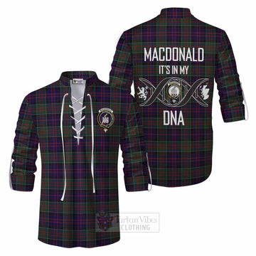 MacDonald (McDonald) of Clanranald Tartan Ghillie Kilt Shirt with Family Crest DNA In Me Style