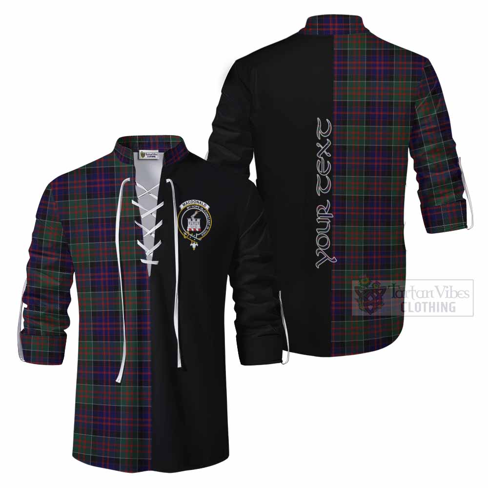 Tartan Vibes Clothing MacDonald (McDonald) of Clanranald Tartan Ghillie Kilt Shirt with Family Crest and Half Of Me Style