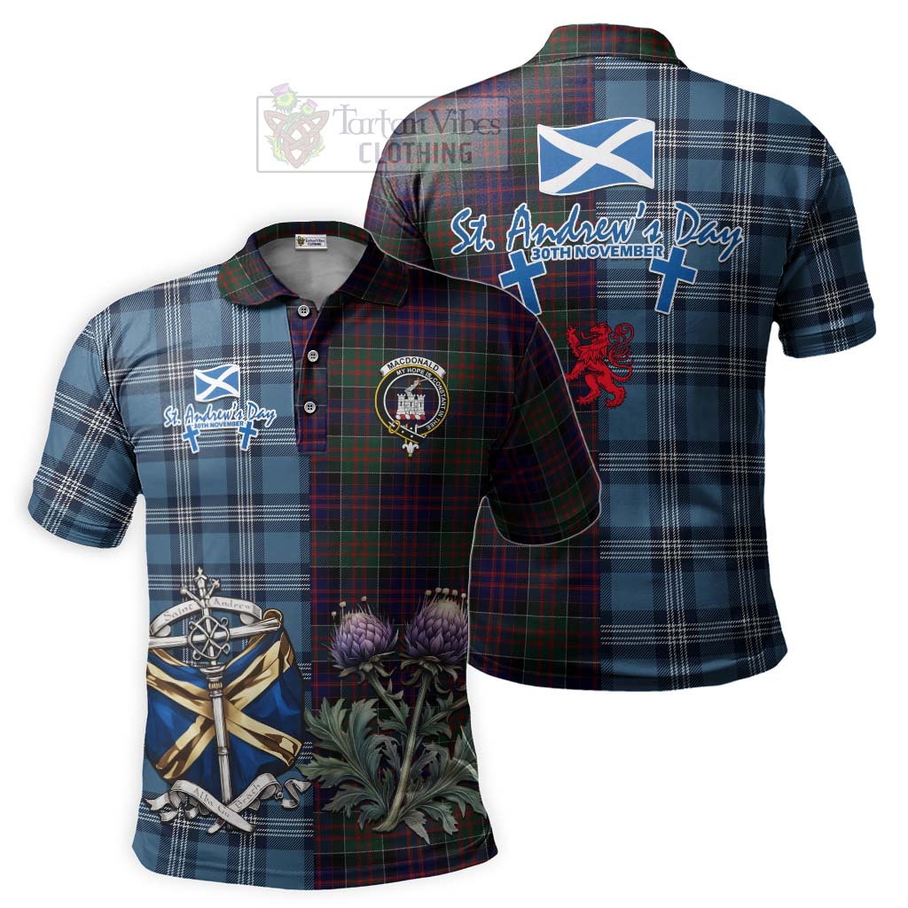 Tartan Vibes Clothing MacDonald (McDonald) of Clanranald Tartan Polo Shirt Happy St. Andrew's Day Half Tartan Style