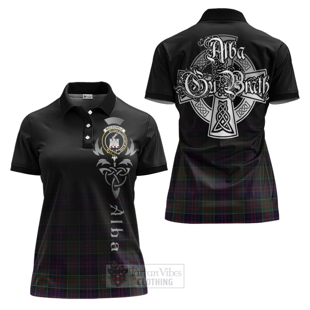 Tartan Vibes Clothing MacDonald (McDonald) of Clanranald Tartan Women's Polo Shirt Featuring Alba Gu Brath Family Crest Celtic Inspired