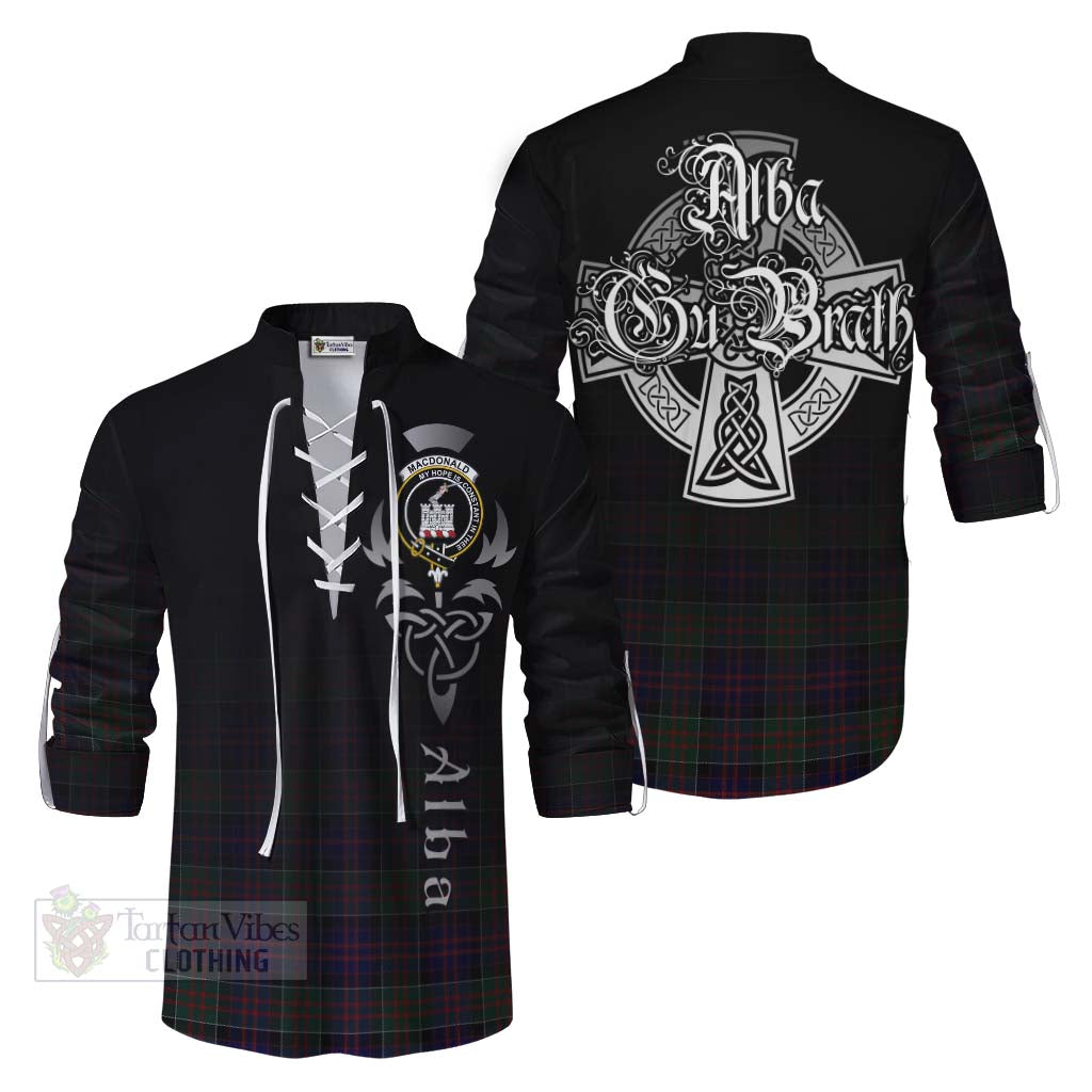 Tartan Vibes Clothing MacDonald (McDonald) of Clanranald Tartan Ghillie Kilt Shirt Featuring Alba Gu Brath Family Crest Celtic Inspired