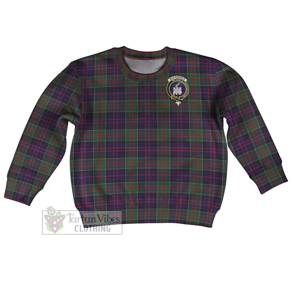 Tartan Vibes Clothing MacDonald (McDonald) of Clanranald Tartan Kid Ugly Sweater with Family Crest