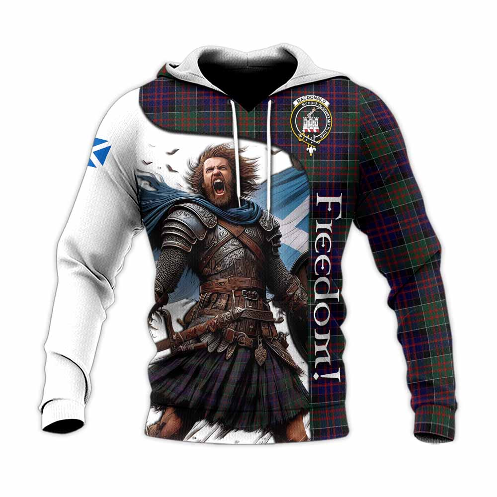 Tartan Vibes Clothing MacDonald (McDonald) of Clanranald Crest Tartan Knitted Hoodie Inspired by the Freedom of Scottish Warrior