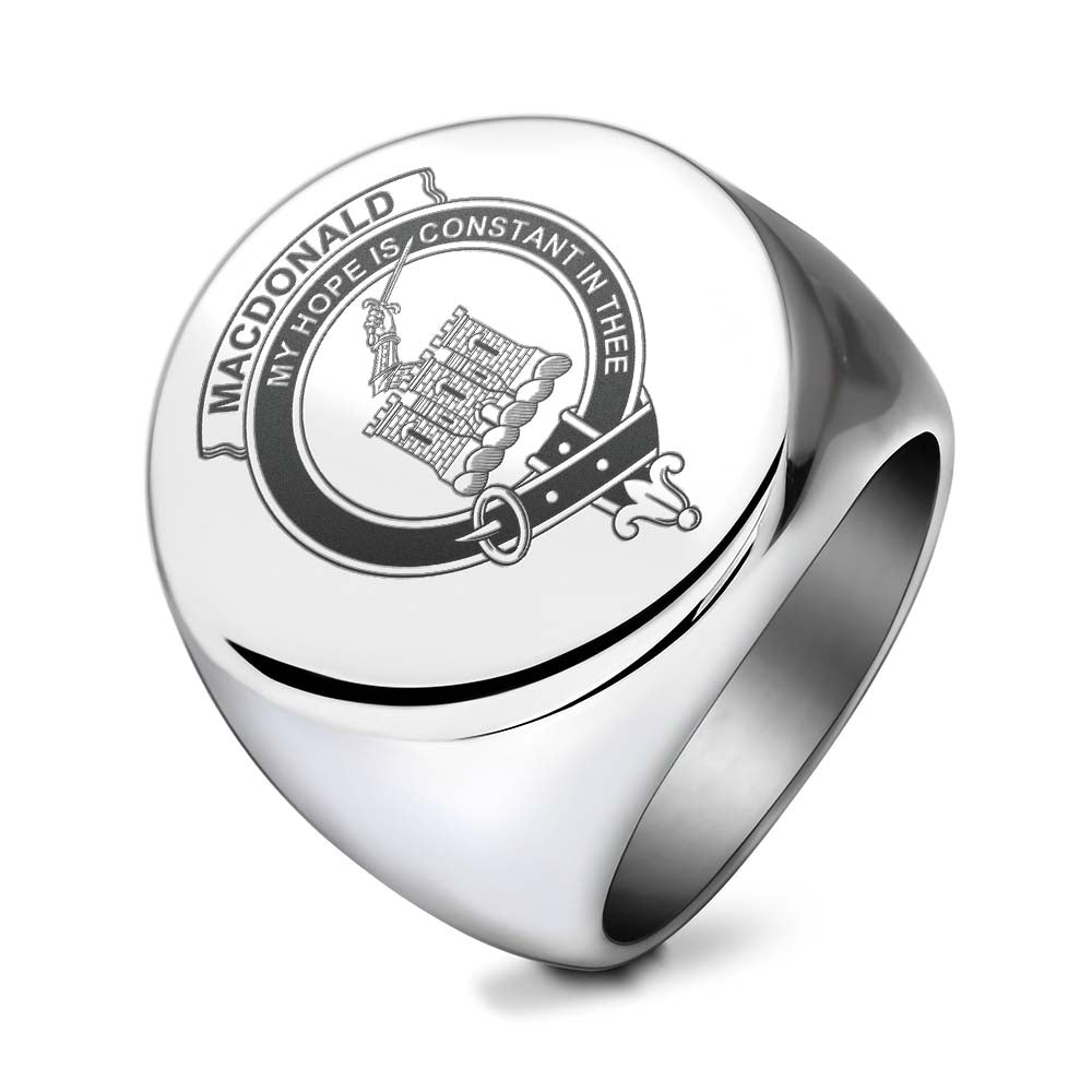 Tartan Vibes Clothing MacDonald (McDonald) of Clanranald Clan Crest Engraved Ring