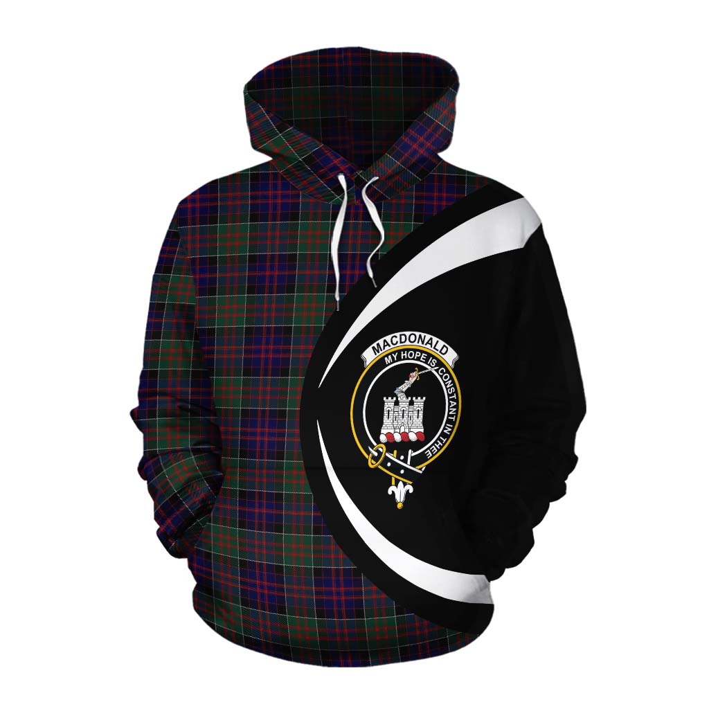 Tartan Vibes Clothing MacDonald (McDonald) of Clanranald Tartan Cotton Hoodie with Family Crest Circle Style