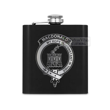 MacDonald (McDonald) of Clanranald Crest Hip Flask Set 7oz Black Stainless Steel with A Gift Box