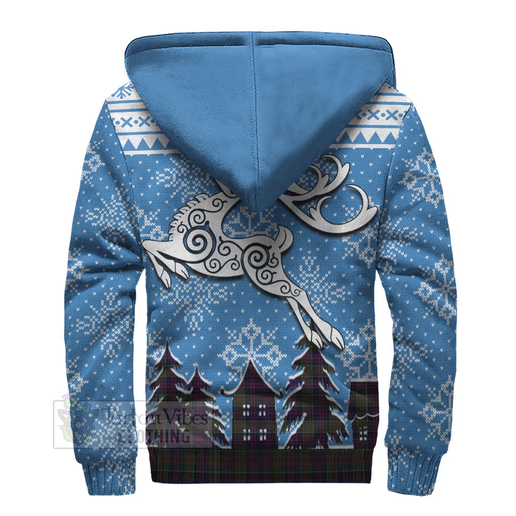 Tartan Vibes Clothing MacDonald (McDonald) of Clanranald Clan Christmas Sherpa Hoodie Celtic Reindeer Style