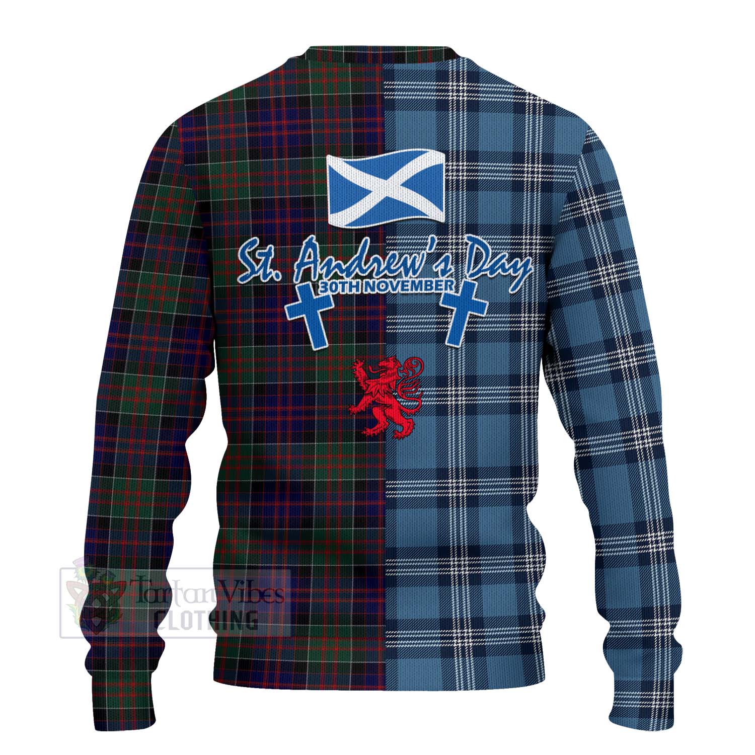 Tartan Vibes Clothing MacDonald (McDonald) of Clanranald Tartan Knitted Sweater Happy St. Andrew's Day Half Tartan Style