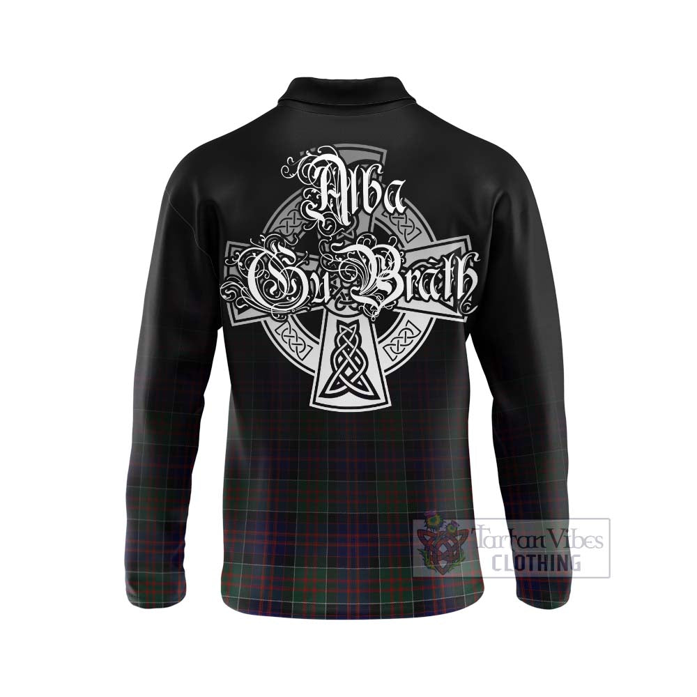 Tartan Vibes Clothing MacDonald (McDonald) of Clanranald Tartan Long Sleeve Polo Shirt Featuring Alba Gu Brath Family Crest Celtic Inspired