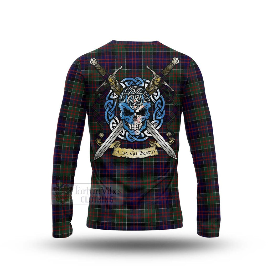 Tartan Vibes Clothing MacDonald (McDonald) of Clanranald Tartan Long Sleeve T-Shirt with Family Crest Celtic Skull Style