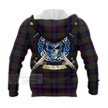 MacDonald (McDonald) of Clanranald Tartan Knitted Hoodie with Family Crest Celtic Skull Style